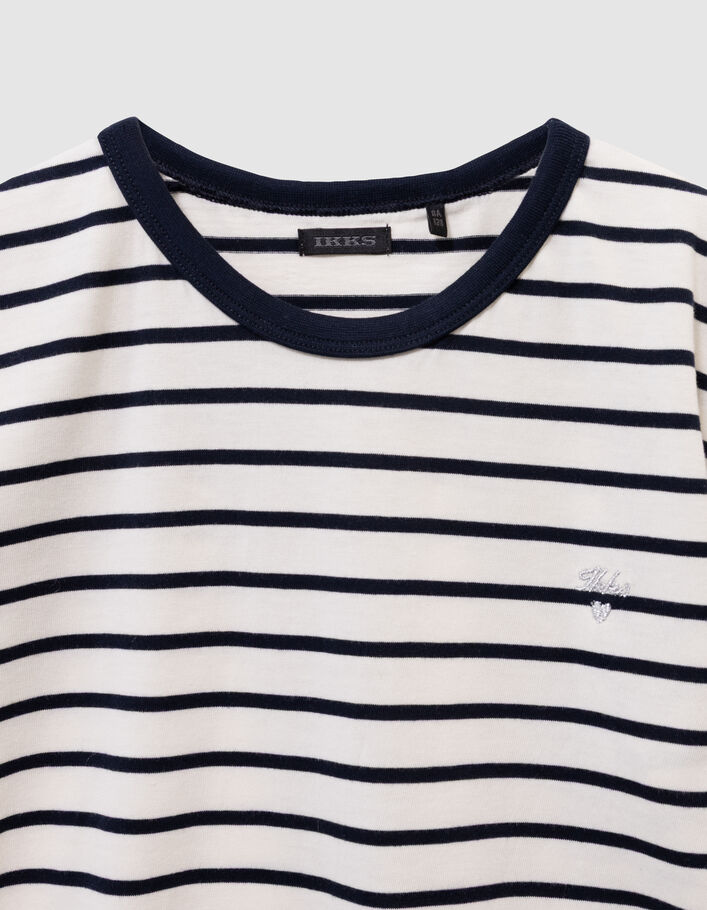 T-shirt marini&egrave;re coton bio rayures marine fille