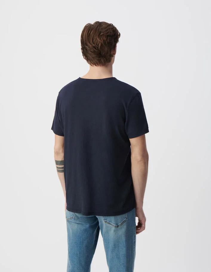 T-shirt L'Essentiel marine col V Homme