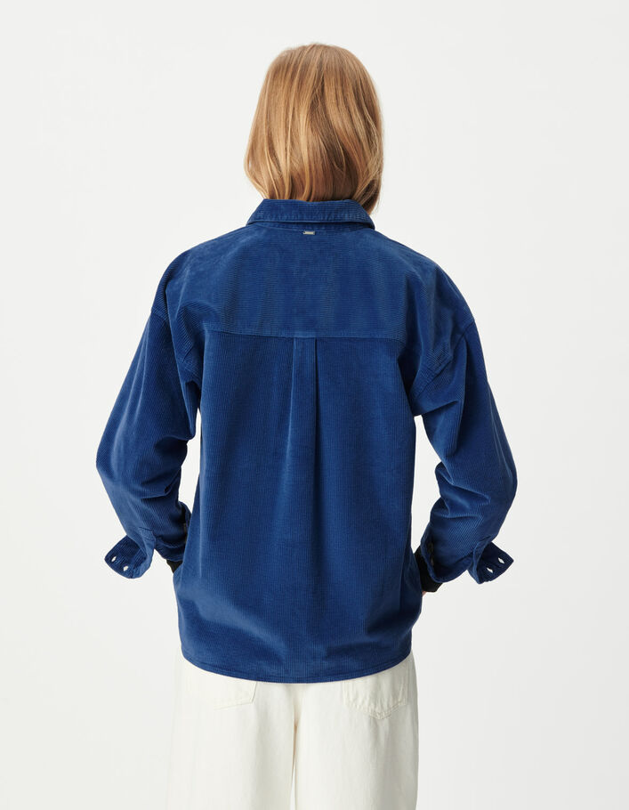 Surchemise bleue velours c&ocirc;tel&eacute; Femme