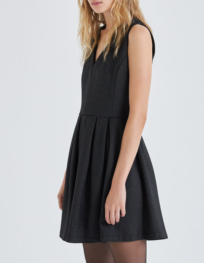 Robe patineuse noire maille brillante Femme