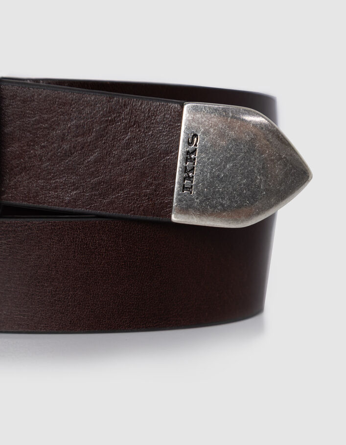 Ceinture marron cuir bout m&eacute;tal Homme