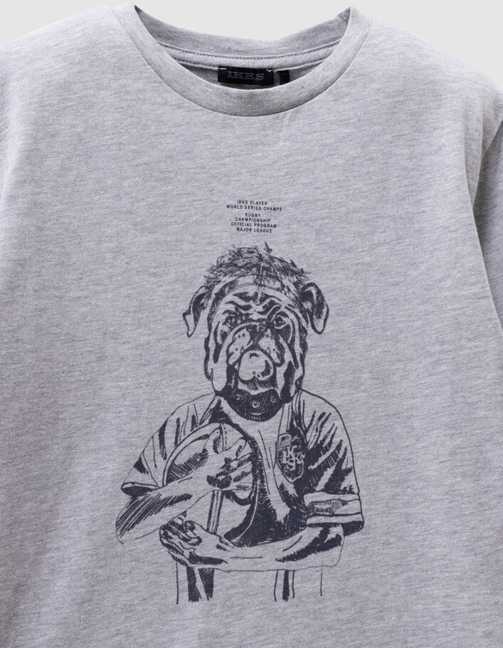 T-shirt gris coton bio visuel chien gar&ccedil;on