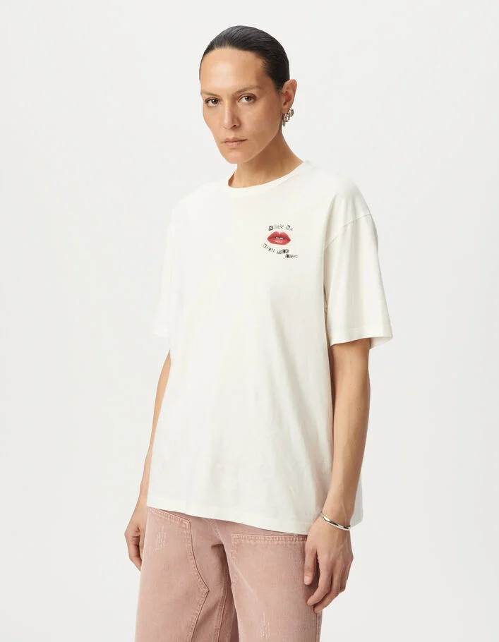 Tee-shirt blanc visuels bouches