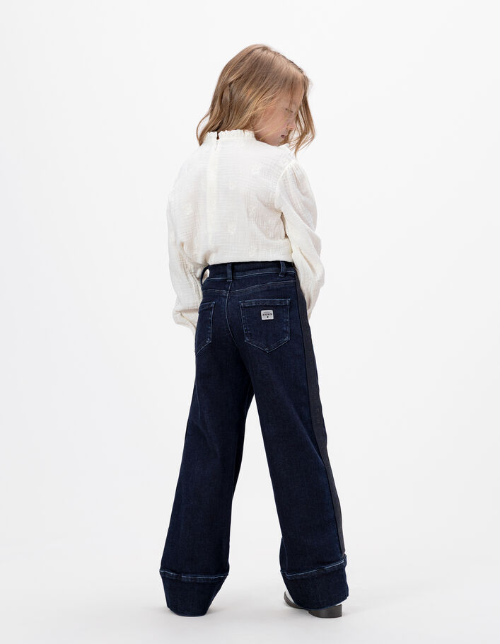 Jean large bleu larges bandes c&ocirc;t&eacute;s fille
