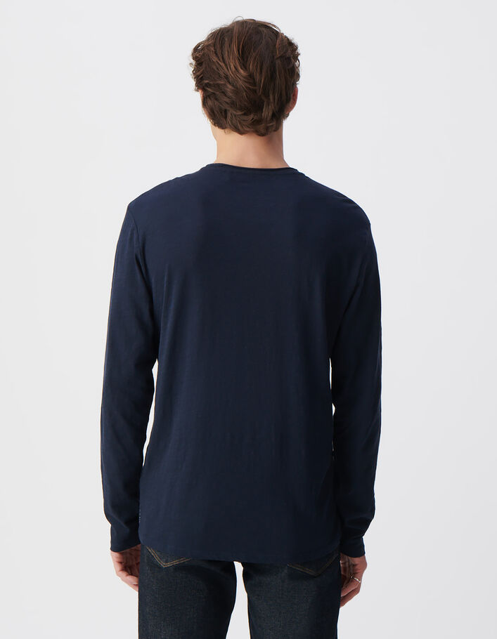 T-shirt L'Essentiel marine col rond &agrave; manches longues Homme