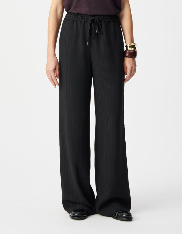 Pantalon de tailleur noir rayures tennis couleur Femme