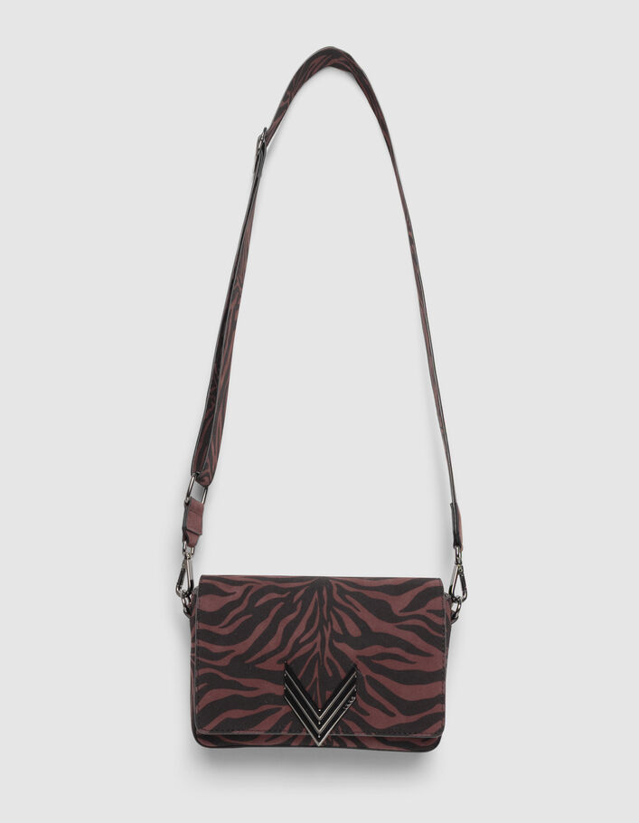 Le sac 111 ZEBRE bordeaux cuir velours motif noir Femme