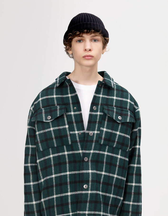 Blouson surchemise &agrave; carreaux vert fourr&eacute; gar&ccedil;on