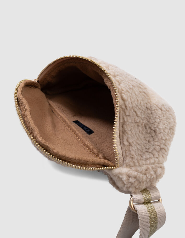 Sac banane beige sherpa carreaux fille