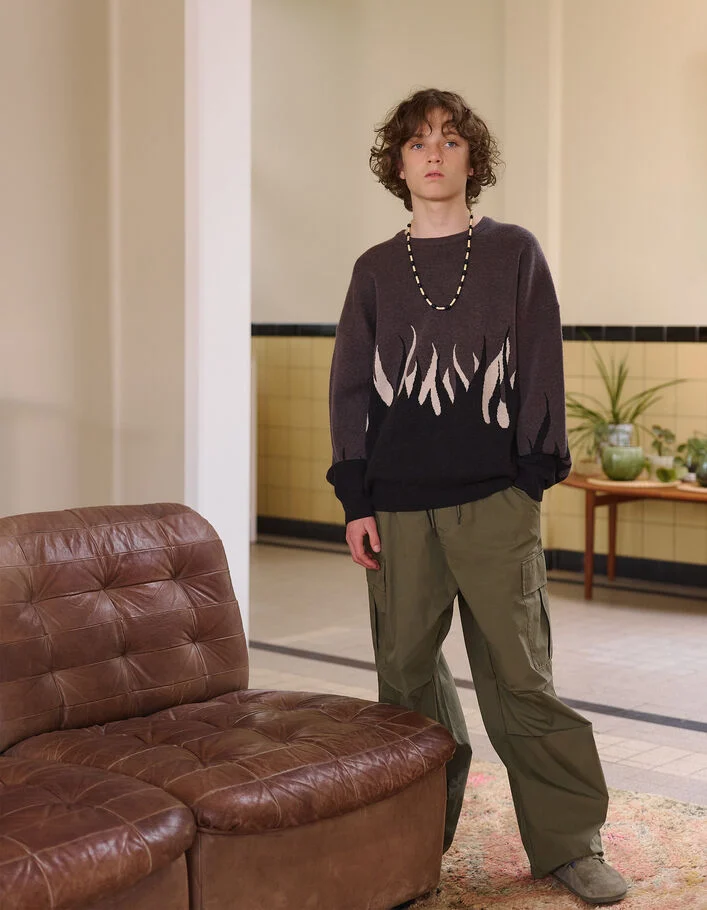 Pantalon battle kaki large gar&ccedil;on