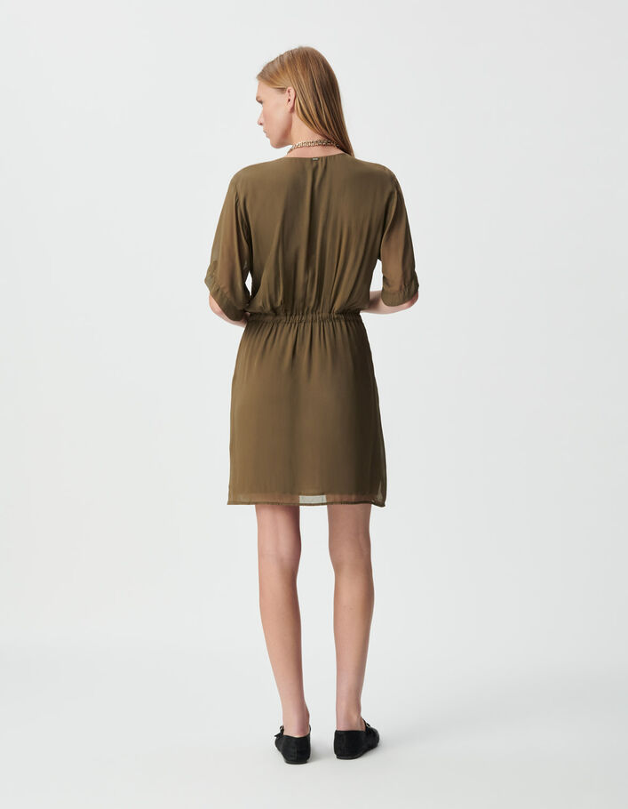 Robe cache-coeur kaki taille drap&eacute;e Femme