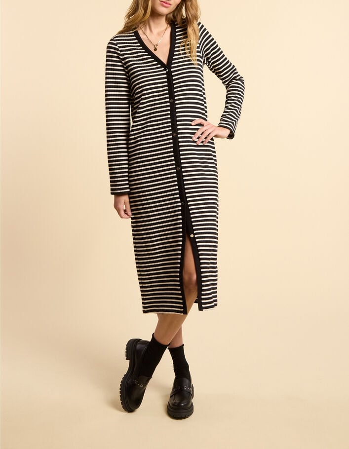 Robe longue noire marini&egrave;re boutonn&eacute;e I.Code