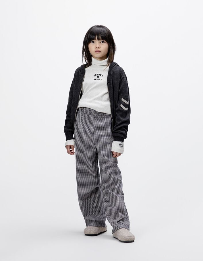 Pantalon marine motif vichy &agrave; volants fille