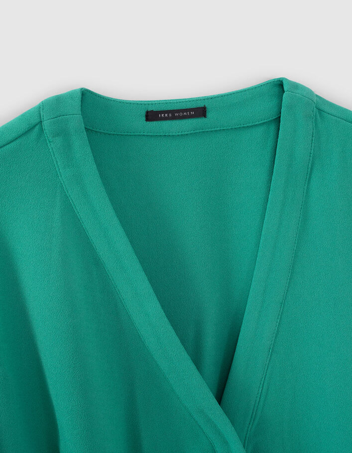 Robe verte forme portefeuille manches clout&eacute;es Femme