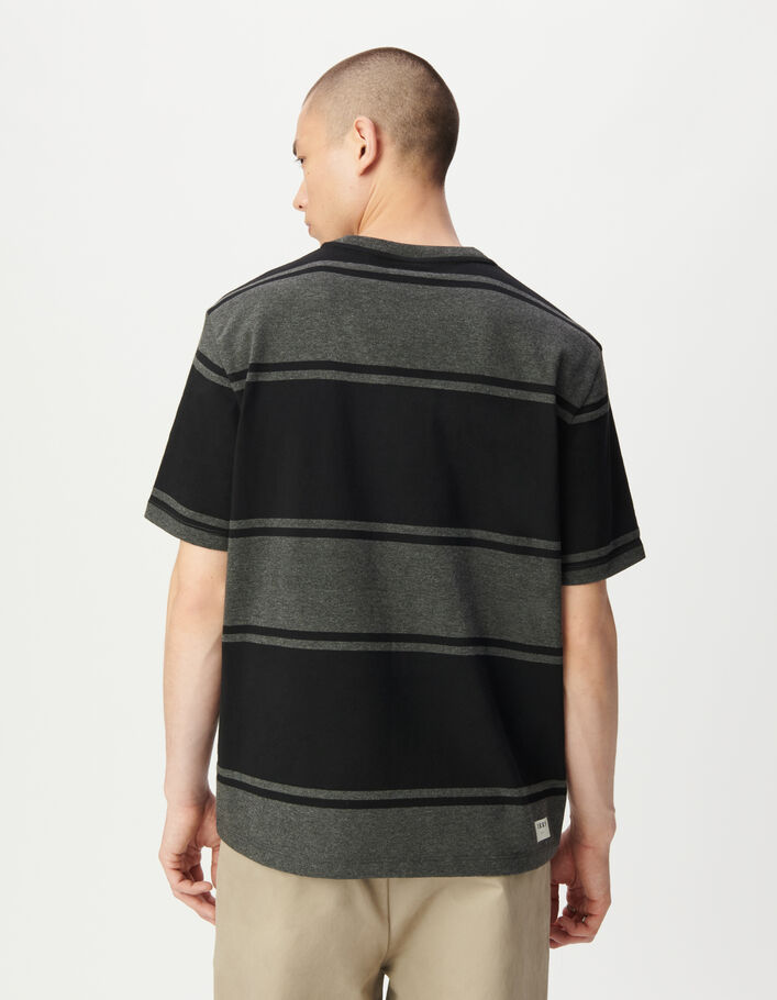 T-shirt manches courtes gris larges rayures noires Homme