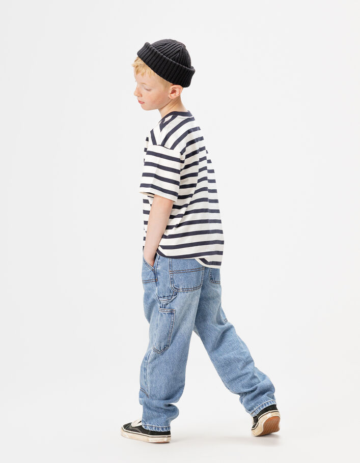 Jean baggy bleu poche charpentier gar&ccedil;on