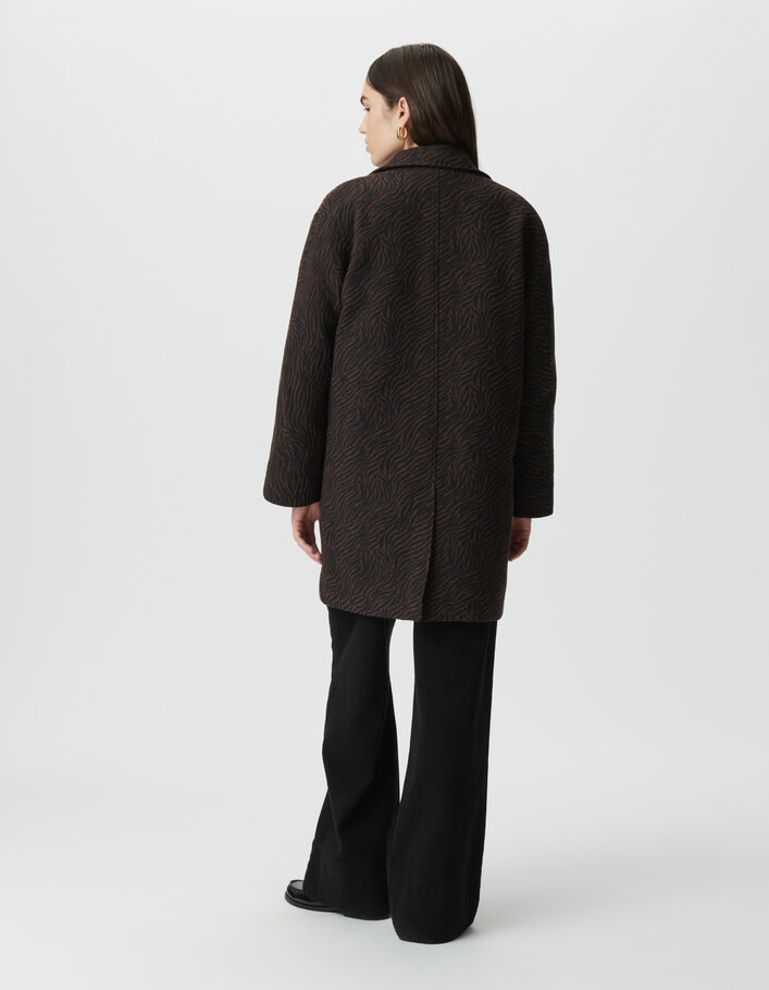 Manteau oversize marron motif z&egrave;bre Femme