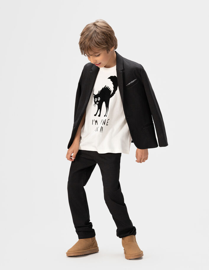 Veste de costume c&eacute;r&eacute;monie noire faux-uni gar&ccedil;on