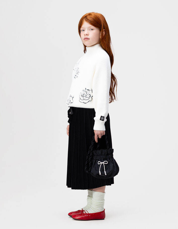 Sac seau noir panne de velours fille