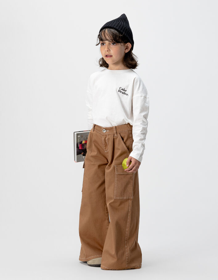 T-shirt &eacute;cru coton bio maxi visuel g&acirc;teau dos fille