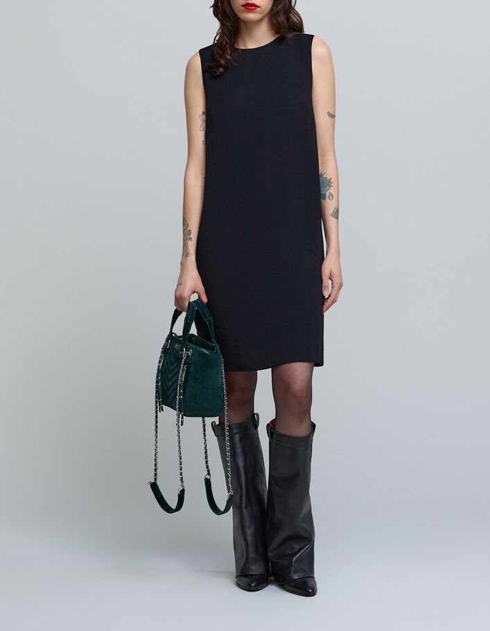 Robe chasuble noire dos-bijou Femme