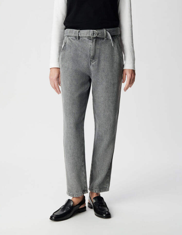 Jean baggy gris Lyocell&reg; cropped Femme