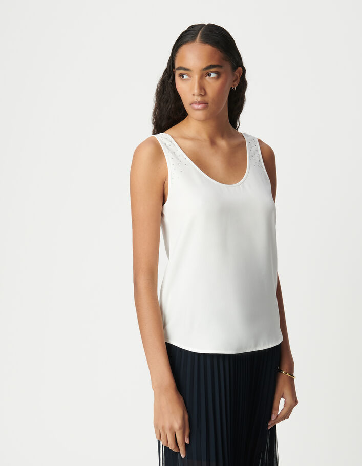 D&eacute;bardeur blanc d&eacute;cor clous r&eacute;versible devant/dos Femme