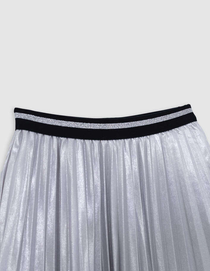 Jupe courte argent&eacute;e pliss&eacute;e fille