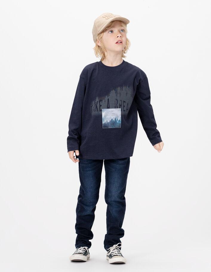 T-shirt marine coton bio visuel lenticulaire gar&ccedil;on