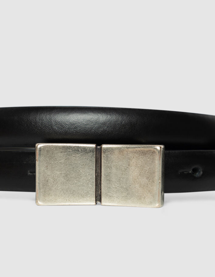 Ceinture fine noire cuir boucle fermoir Femme