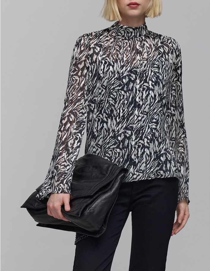 Blouse ivoire imprim&eacute; z&egrave;bre lurex Femme