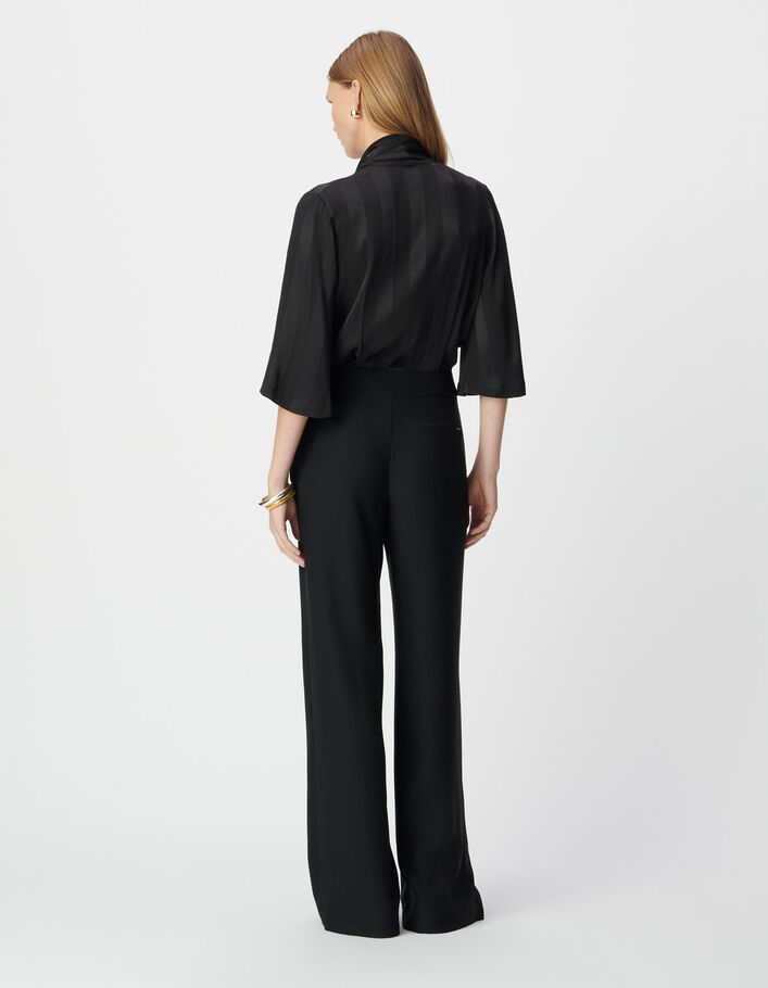 Combinaison bi-mati&egrave;re noire avec haut fluide Femme