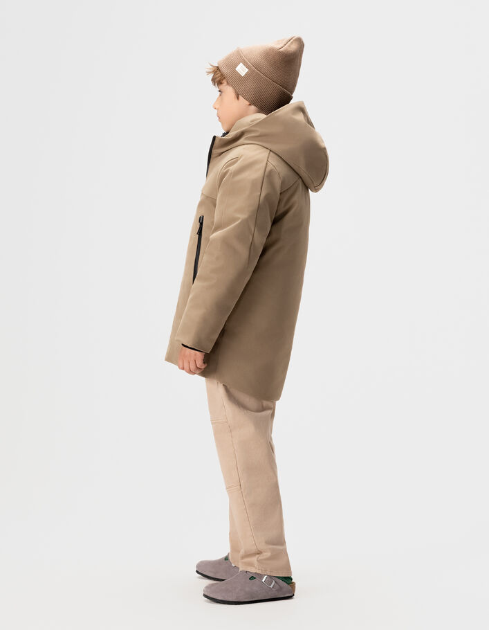 Parka 2-en-1 beige doudoune noire sans manches gar&ccedil;on