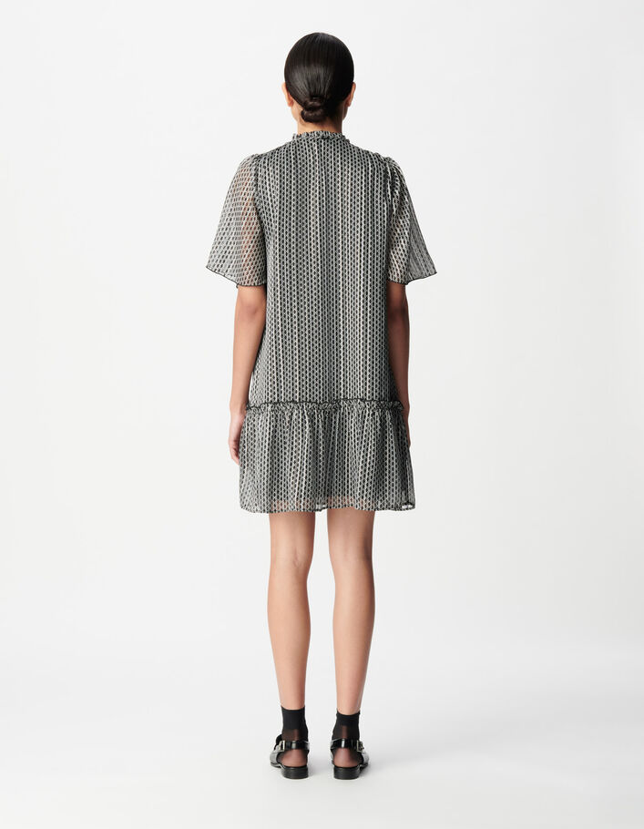 Robe noire imprim&eacute; graphique bicolore Femme