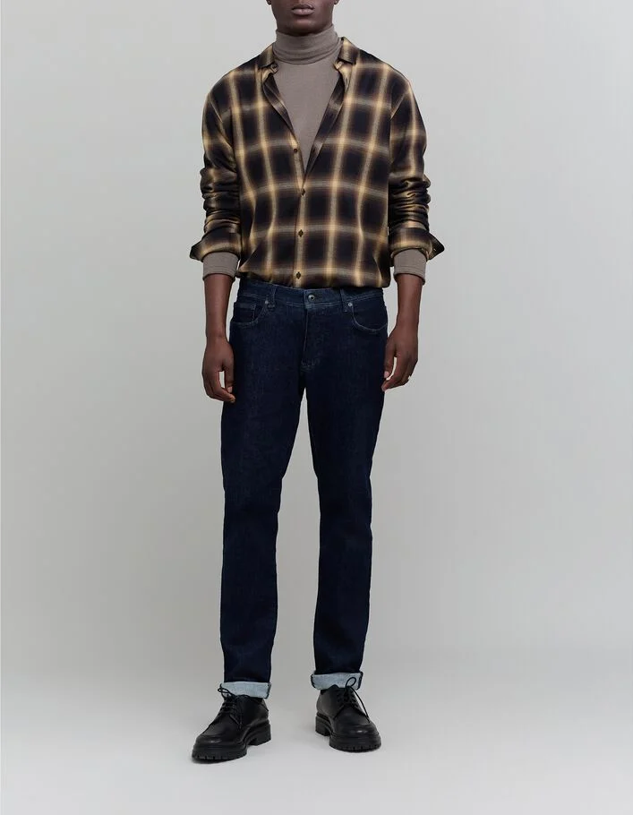 Chemise REGULAR dark kaki motif carreaux Homme