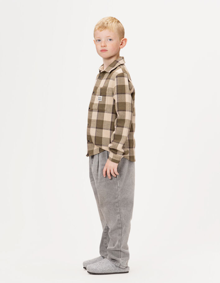 Surchemise &agrave; carreaux kaki et beige gar&ccedil;on