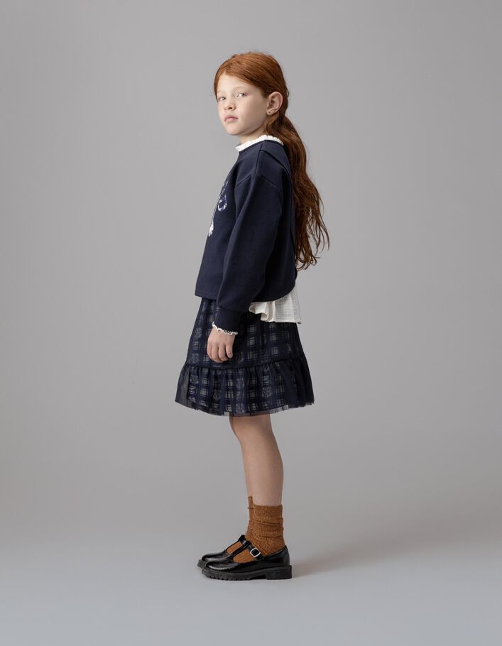 Jupe marine bi-mati&egrave;re tulle Harry Potter fille