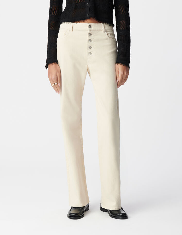 Jean flare beige Waterless boutons apparents Femme