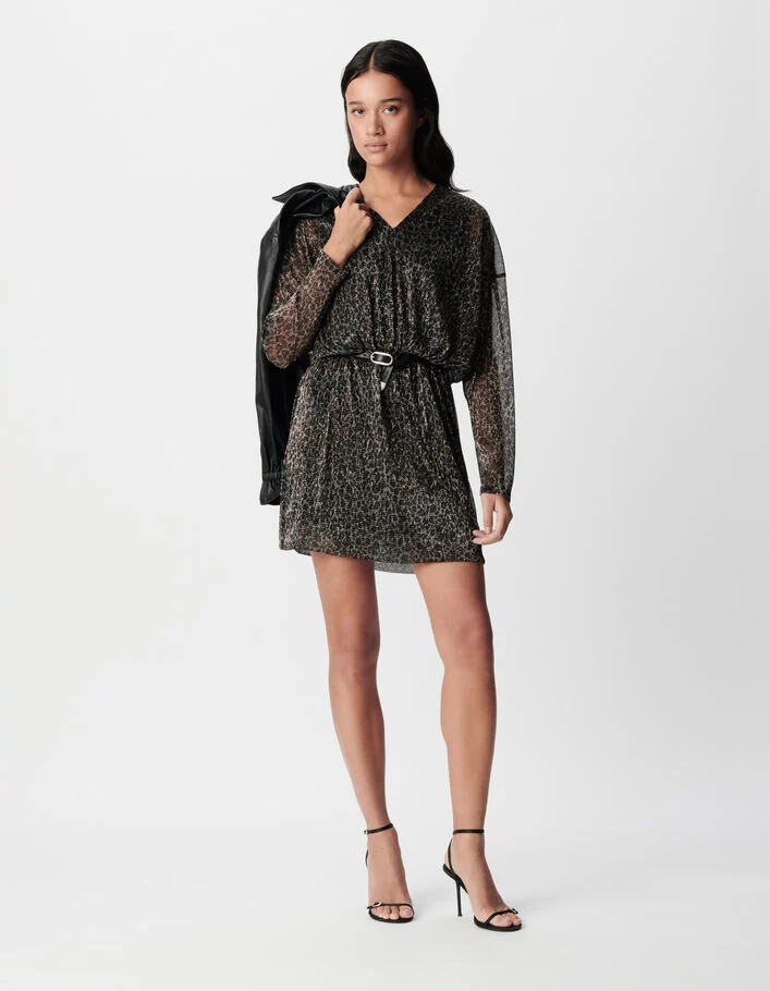 Robe maille lurex noire Femme