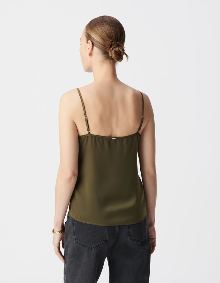 Top fines bretelles kaki dentelle esprit lingerie Femme