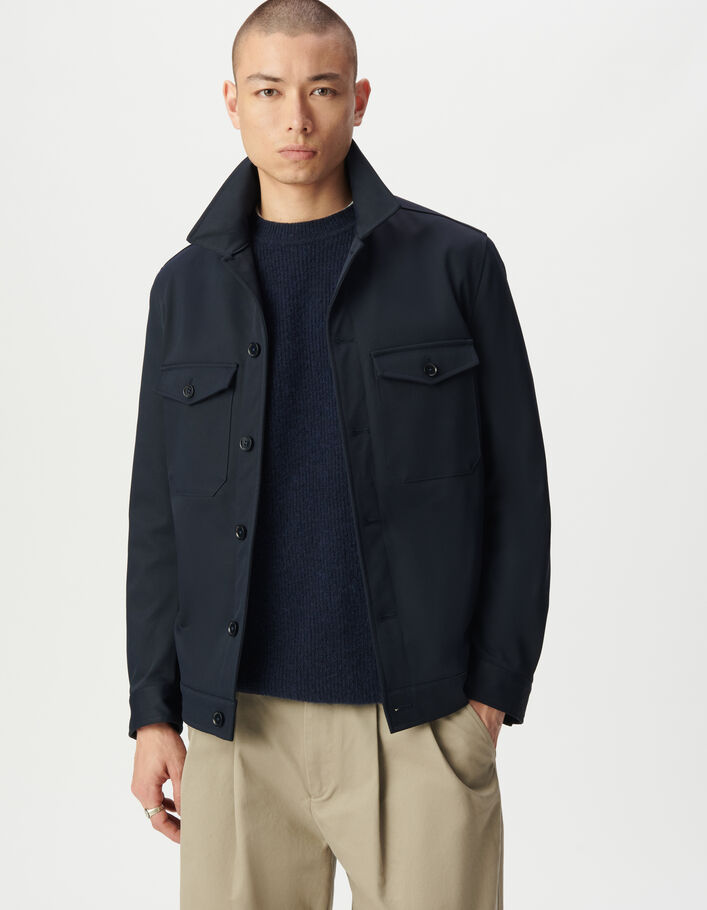 Blouson marine poches plaqu&eacute;es Homme
