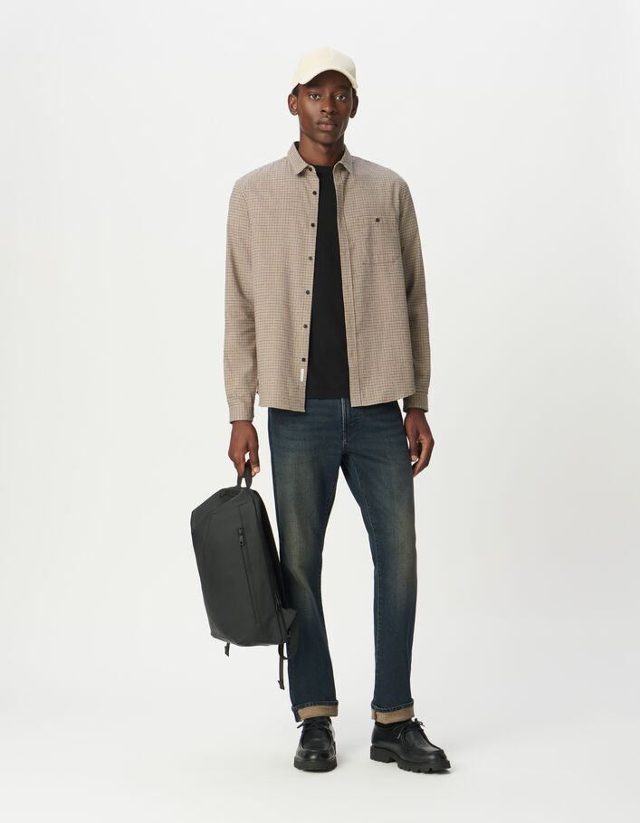Chemise regular beige coton bio motif carreaux Homme