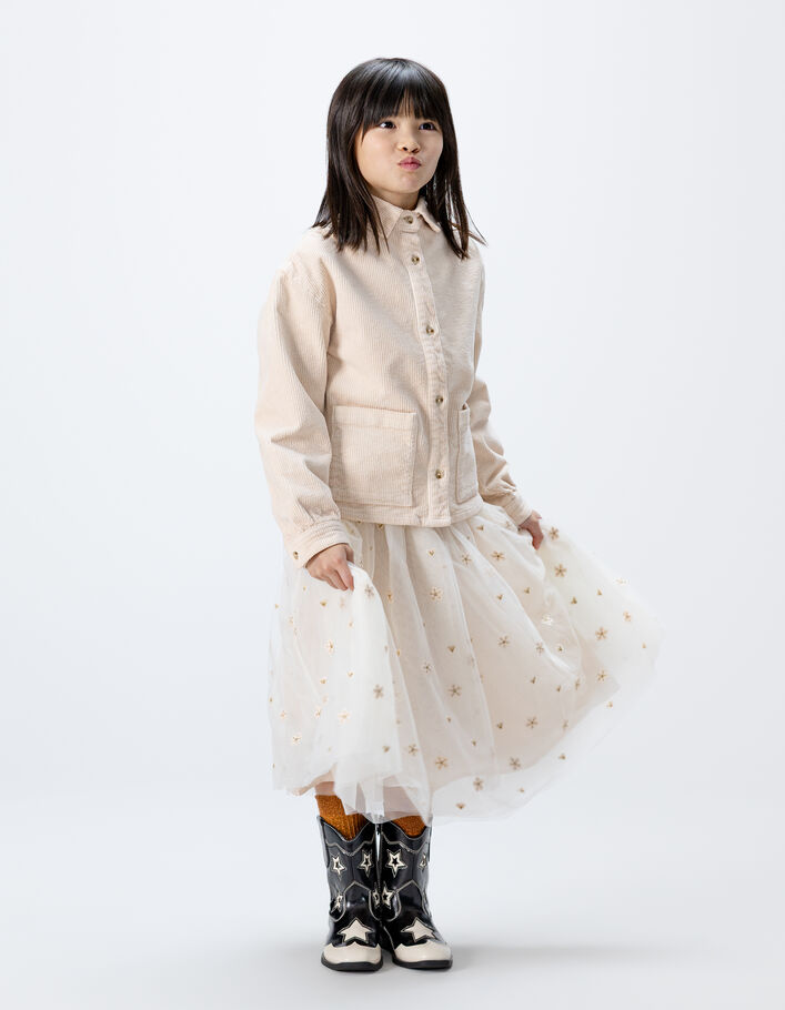 Surchemise &eacute;crue velours c&ocirc;tel&eacute; fille