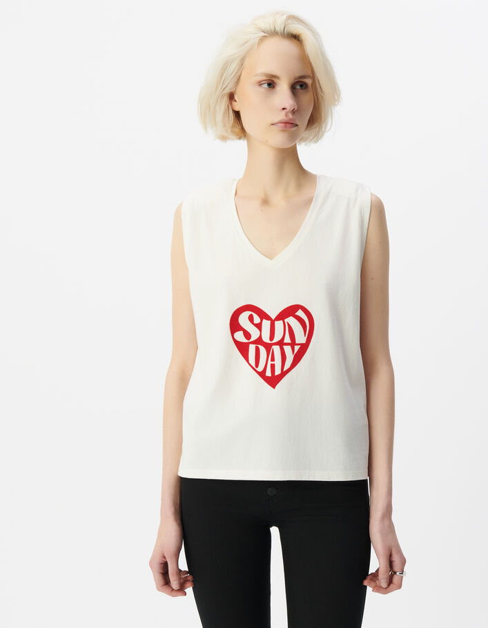 Tee-shirt blanc flocage velours c&oelig;ur