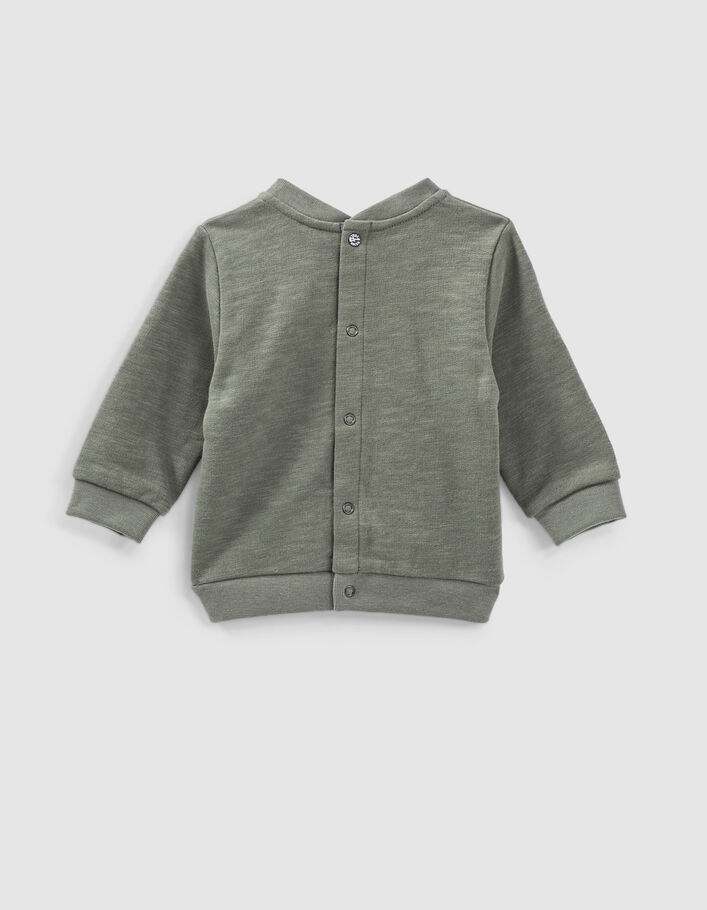 Sweat kaki clair brod&eacute; skull en molleton bio b&eacute;b&eacute;