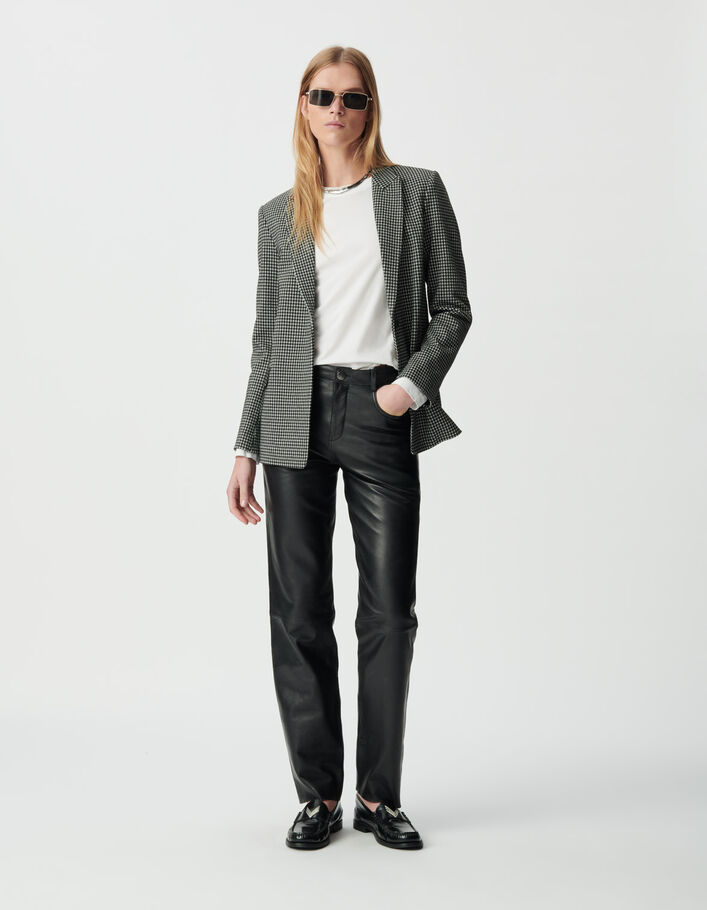 Veste de tailleur noire motif pied-de-poule Femme
