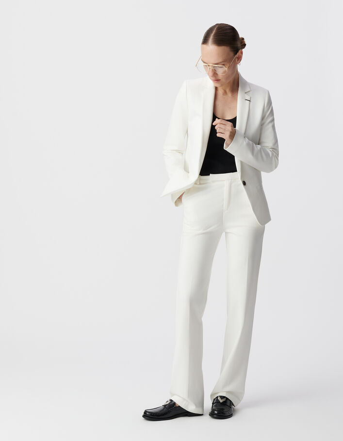 Pantalon de tailleur blanc ajust&eacute; maille Milano Femme