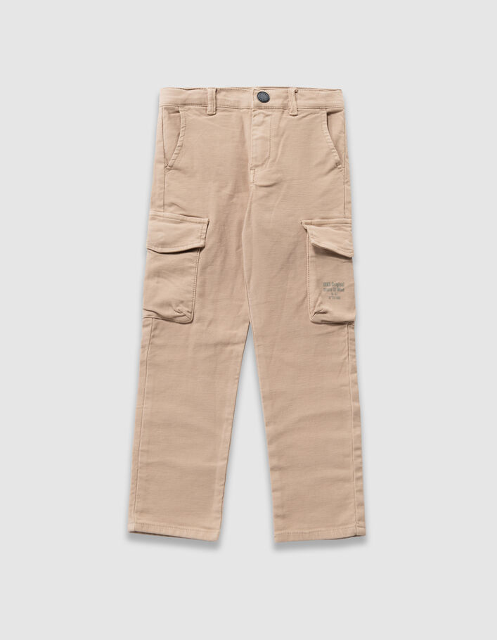 Pantalon droit beige esprit battle gar&ccedil;on