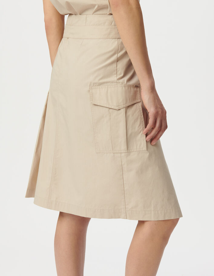 Jupe pliss&eacute;e beige forme portefeuille Femme