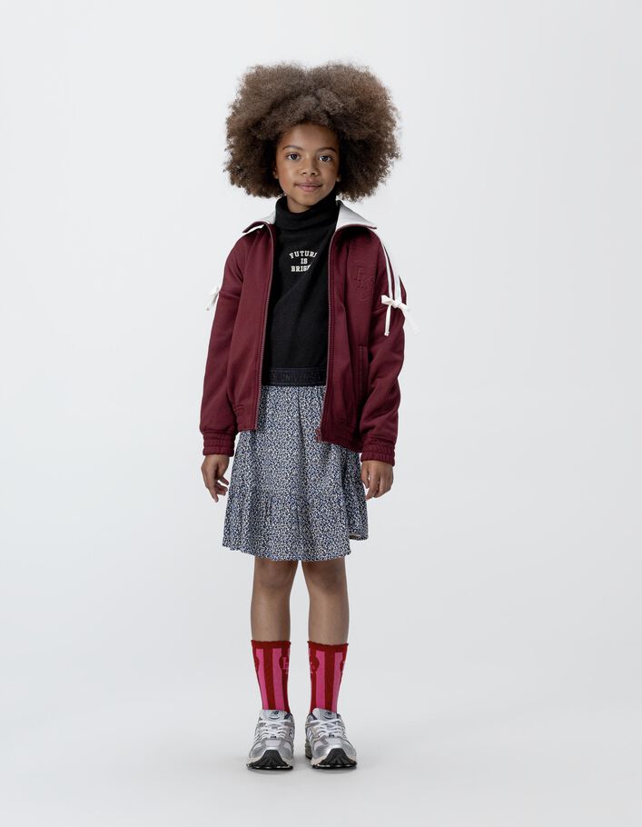 Jupe courte marine imprim&eacute; l&eacute;opard-n&oelig;ud fille